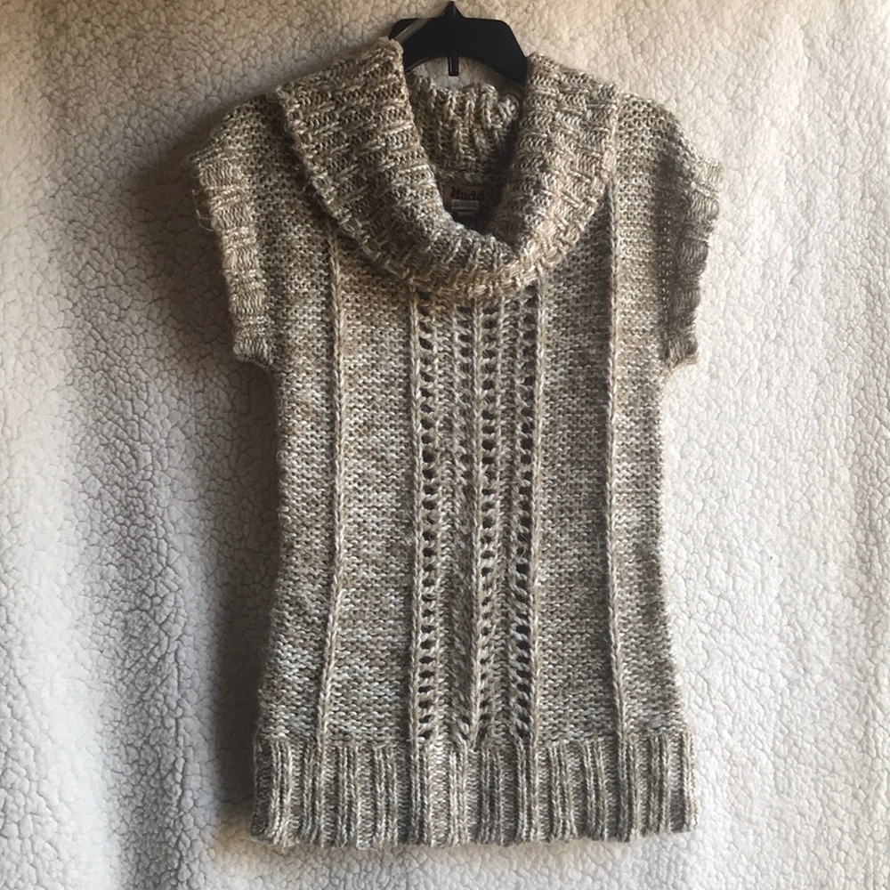 Women’s Short Sleeve, Cowl Neck, Knitted Sweater
